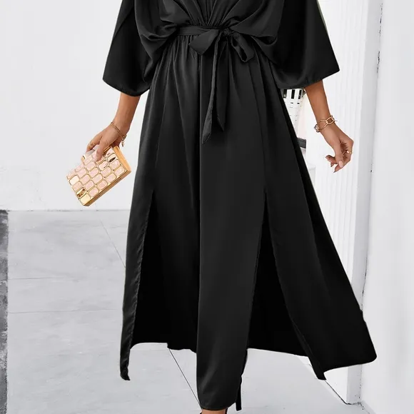 Delaney Dual Slit Dress - Black