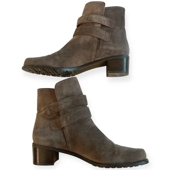 🎉DELETING TODAY🎉 Stuart Weitzman Strapduo Ankle Boots Brown Suede Leather Size 9