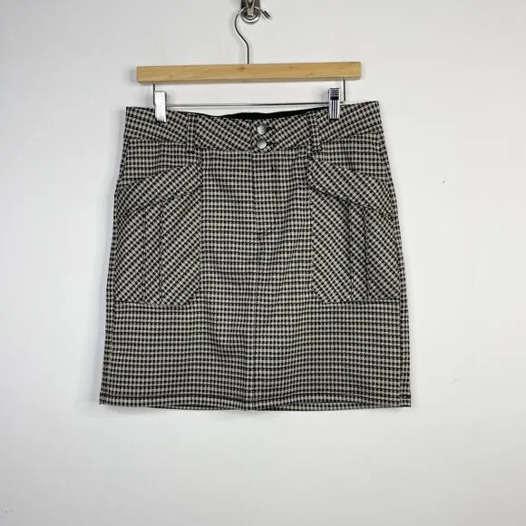 Democracy Ab-Solution Madeleine Houndstooth Ponte Knit Utility Short Skirt 8 new