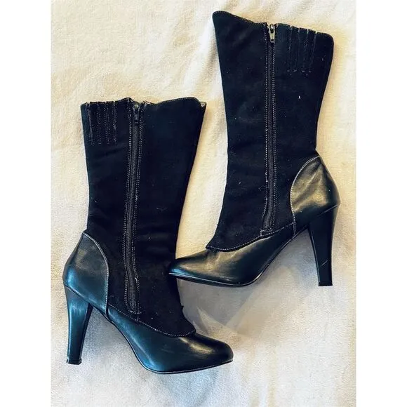 Demonia Women's Steampunk Skull &amp; Butterfly Boots Black Size 6.5 Mid-Calf