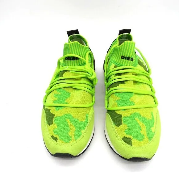 Diesel Camouflage Men's Slip-On Sock Sneakers in Green Sz 5.5
