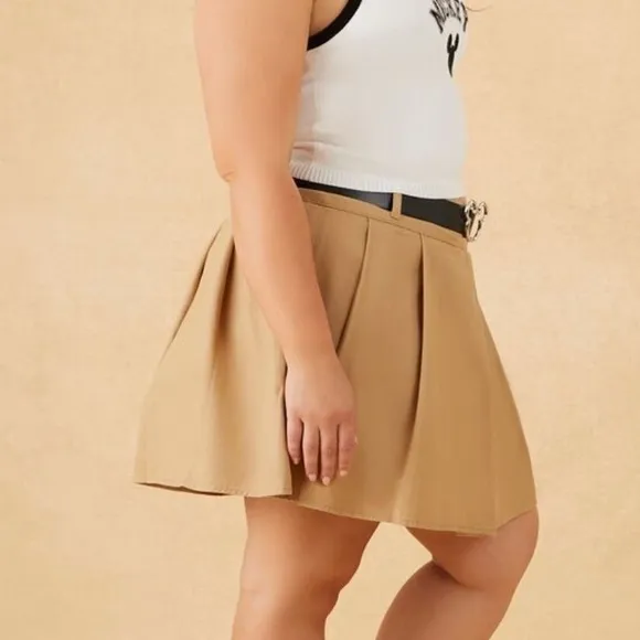 Disney plus size cotton pleated belted mini skirt 2X 3X forever 21 collab NWT