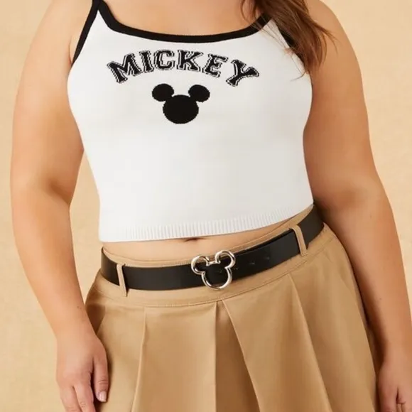 Disney plus size cotton pleated belted mini skirt 2X 3X forever 21 collab NWT