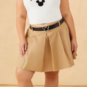 Disney plus size cotton pleated belted mini skirt 2X 3X forever 21 collab NWT