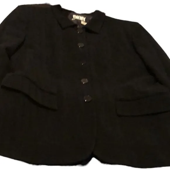 DKNY by DONNA KAREN NEW YORK size 10 black wool blend jacket hip length TTS