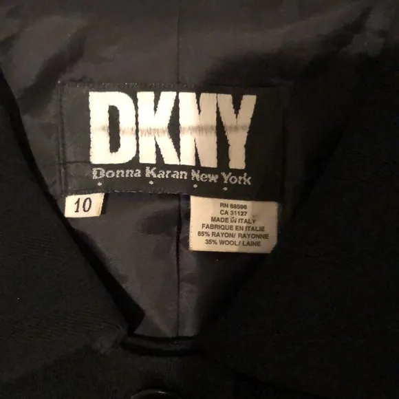 DKNY by DONNA KAREN NEW YORK size 10 black wool blend jacket hip length TTS