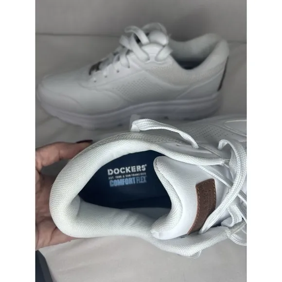 DOCKERS MEN'S SIZE 9.5 WIDE WIDTH SNEAKER WHITE ENDURANCE COMFORT FLEX‎ NWT