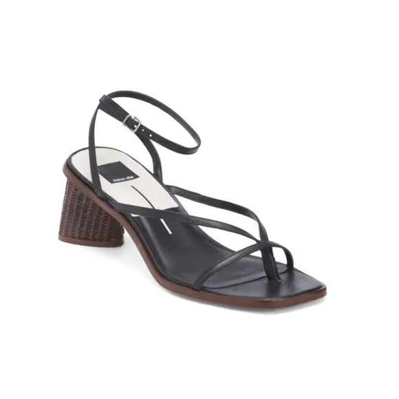 DOLCE VITA Black Made In Brazil Leather Banita Heel Sandals