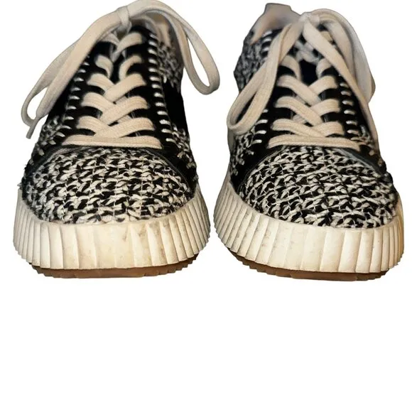 Dolce Vita Dolley Woven Sneakers In Black &amp; White Size 7.5