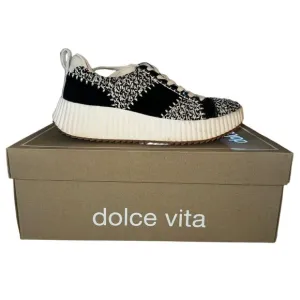 Dolce Vita Dolley Woven Sneakers In Black &amp; White Size 7.5