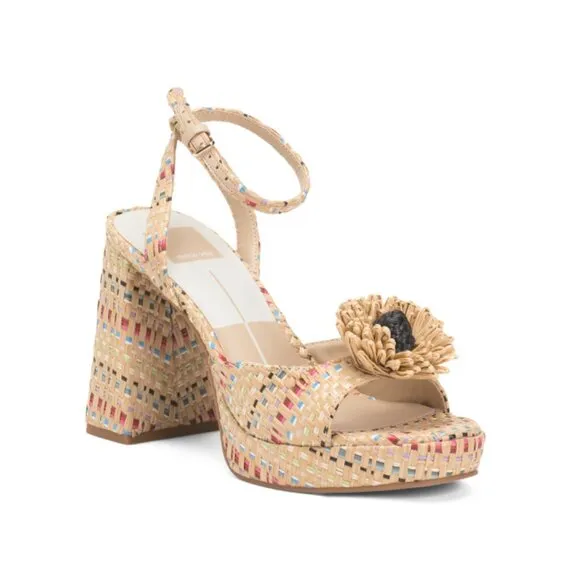 DOLCE VITA Pastel multi Parlie Raffia Heel Sandals