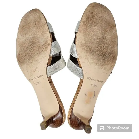 Donald J. Pliner Etta Metallic Gold Slide Mule Kitten Heel 8.5 M