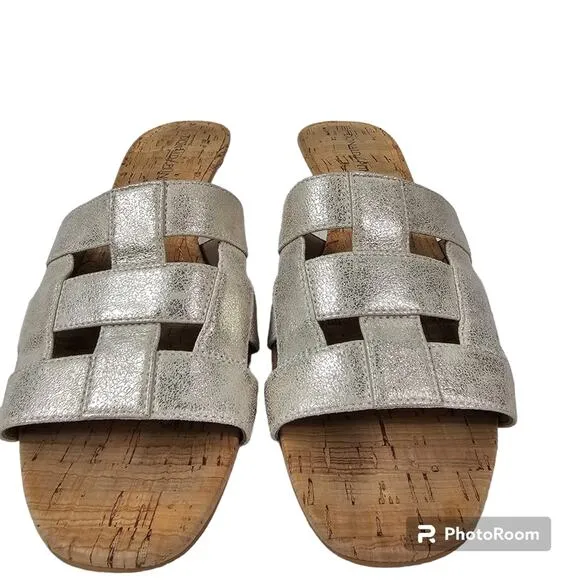 Donald J. Pliner Etta Metallic Gold Slide Mule Kitten Heel 8.5 M