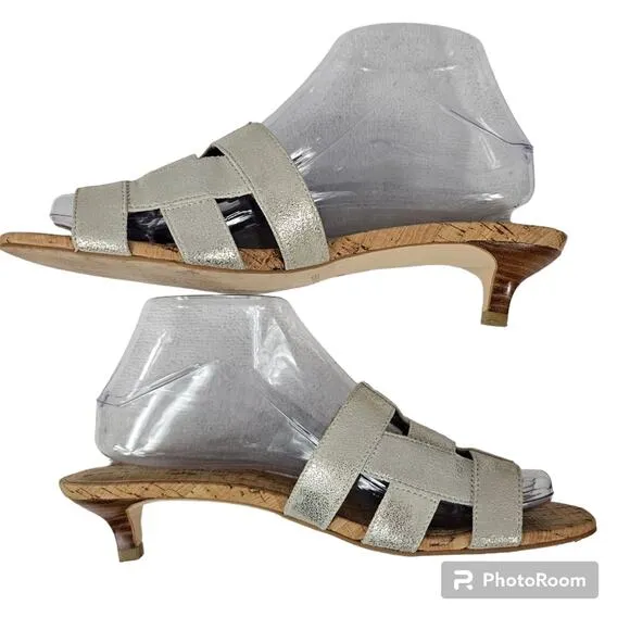 Donald J. Pliner Etta Metallic Gold Slide Mule Kitten Heel 8.5 M