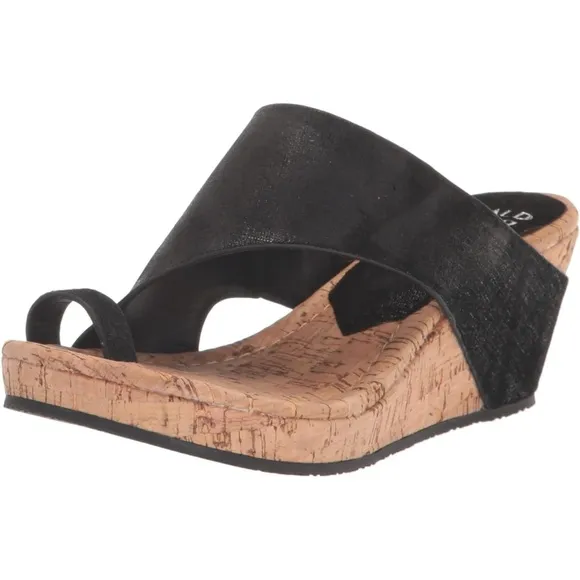Donald J Pliner Gyer Wedge Slip On Sandals, Black  Size 8 NWOT