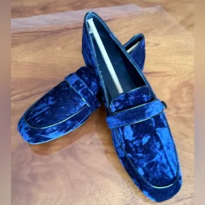 Donald J Pliner Haven Velvet Flat Loafers Slip On Navy Blue Womens Size 10 ‼️NEW