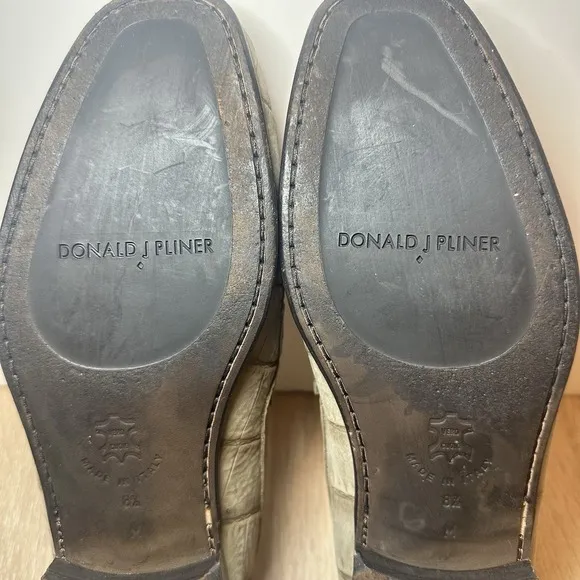 Donald J Pliner Men 8.5 Leather Loafers, Croc Detail Horsebit  Slip On
