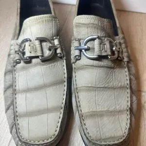 Donald J Pliner Men 8.5 Leather Loafers, Croc Detail Horsebit  Slip On