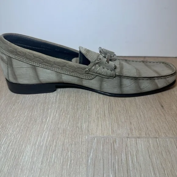 Donald J Pliner Men 8.5 Leather Loafers, Croc Detail Horsebit  Slip On
