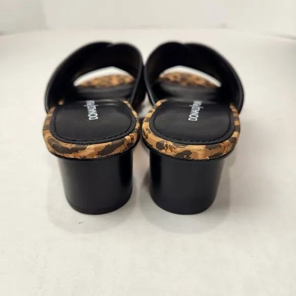 Donald Pliner Mally Mule Slide Womens 7 M Brown Black Leopard Cork Block Heel