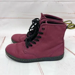 Dr Doc Martens Burgundy Red Canvas Shoreditch Lace Up Airwave Combat Boots