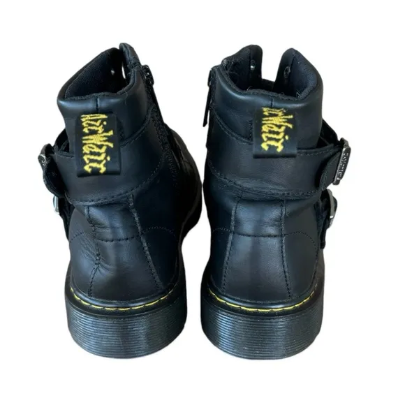 Dr Marten 1460 QUYNN Leather Double Buckle UnisexBlack Leather Combo Boots