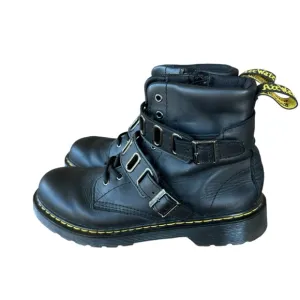 Dr Marten 1460 QUYNN Leather Double Buckle UnisexBlack Leather Combo Boots