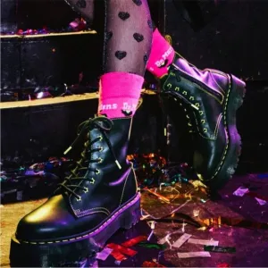 Dr Marten Boots Jadon II Star in Black &amp; Neon Yellow