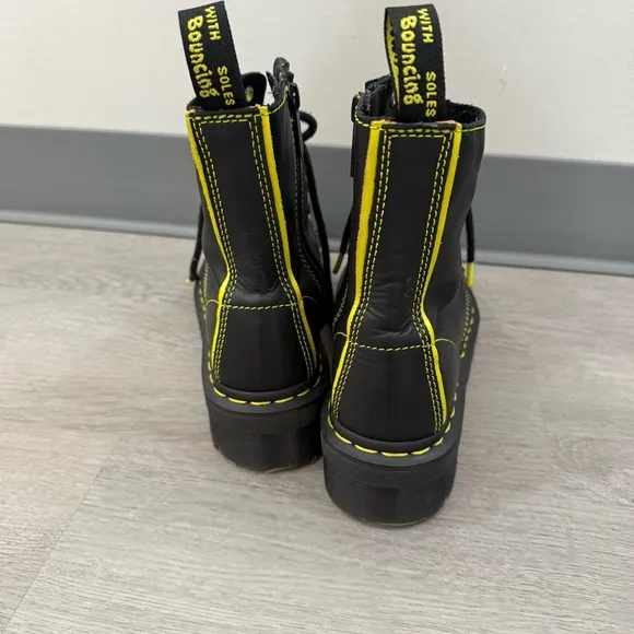 Dr Marten Boots Jadon II Star in Black &amp; Neon Yellow