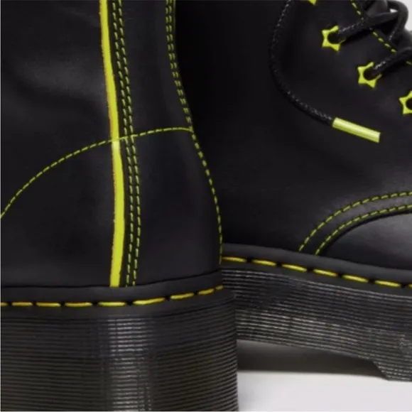Dr Marten Boots Jadon II Star in Black &amp; Neon Yellow
