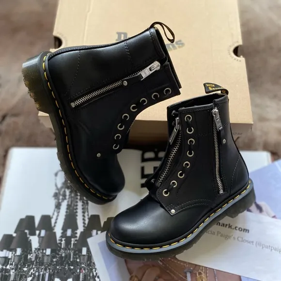 Dr. Martens 1460 Double Zip Leather Lace Up Boots