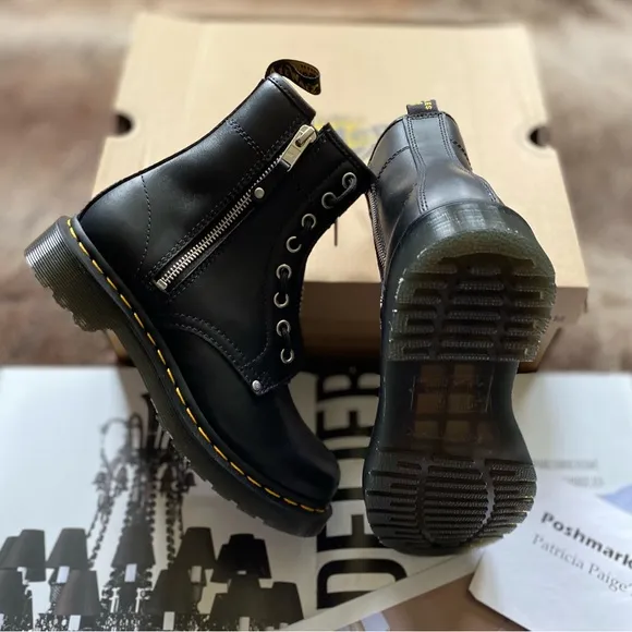 Dr. Martens 1460 Double Zip Leather Lace Up Boots