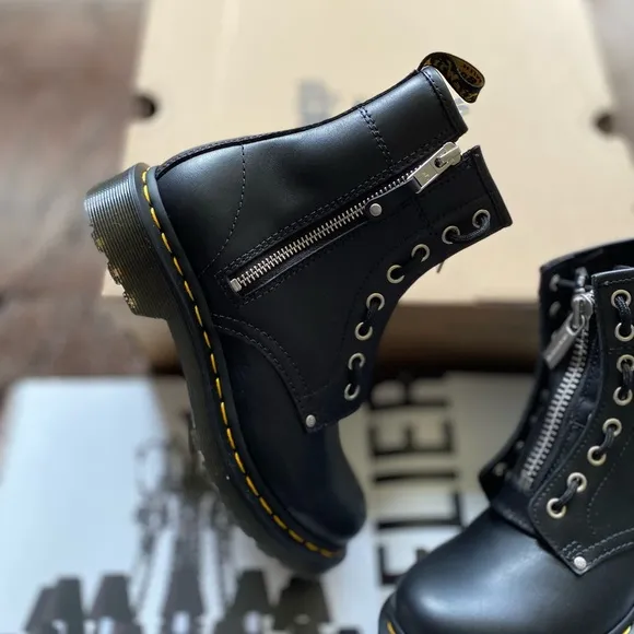 Dr. Martens 1460 Double Zip Leather Lace Up Boots