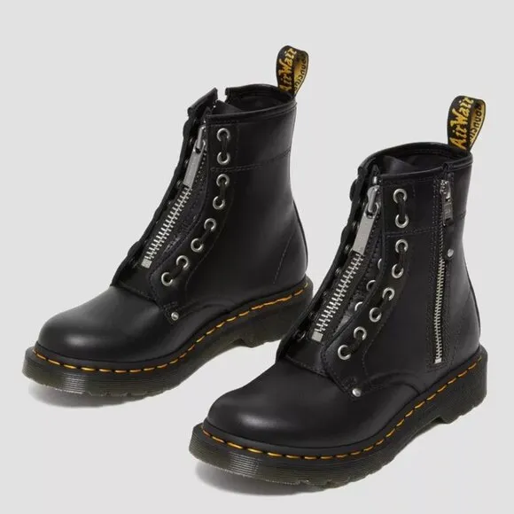 Dr. Martens 1460 Double Zip Leather Lace Up Boots