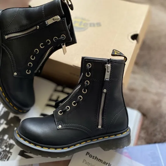 Dr. Martens 1460 Double Zip Leather Lace Up Boots