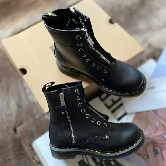 Dr. Martens 1460 Double Zip Leather Lace Up Boots
