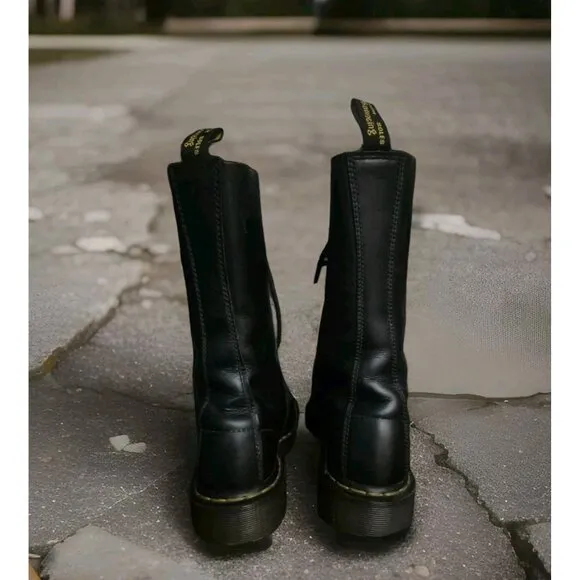 Dr Martens 1914 Mid Calf 14 Holes Smooth Black Leather Punk Rock Boots Size 5
