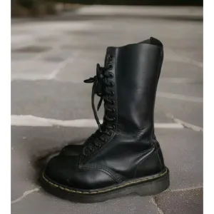 Dr Martens 1914 Mid Calf 14 Holes Smooth Black Leather Punk Rock Boots Size 5
