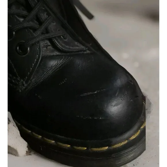 Dr Martens 1914 Mid Calf 14 Holes Smooth Black Leather Punk Rock Boots Size 5