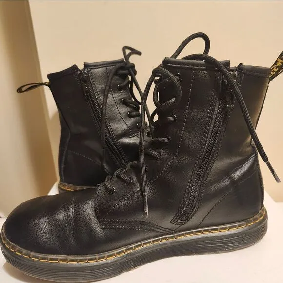 Dr. Martens &quot;Zavala&quot; Black Leather Combat Boots Womens sz 7/38 Ret. $225