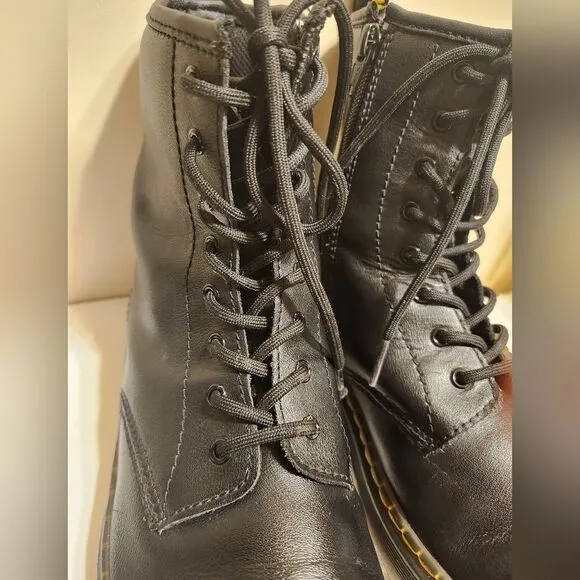 Dr. Martens &quot;Zavala&quot; Black Leather Combat Boots Womens sz 7/38 Ret. $225