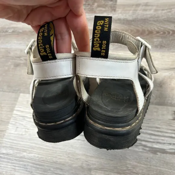 Dr. Martens Blaire White Leather Platform Sandals - Women's Size 8