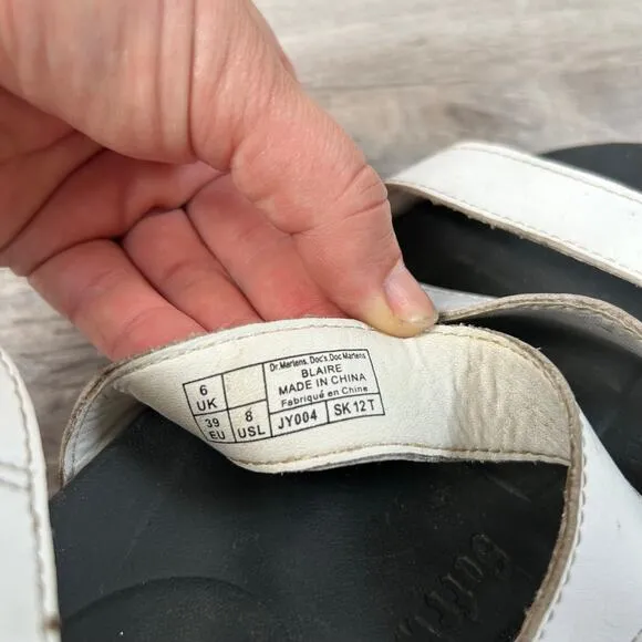 Dr. Martens Blaire White Leather Platform Sandals - Women's Size 8