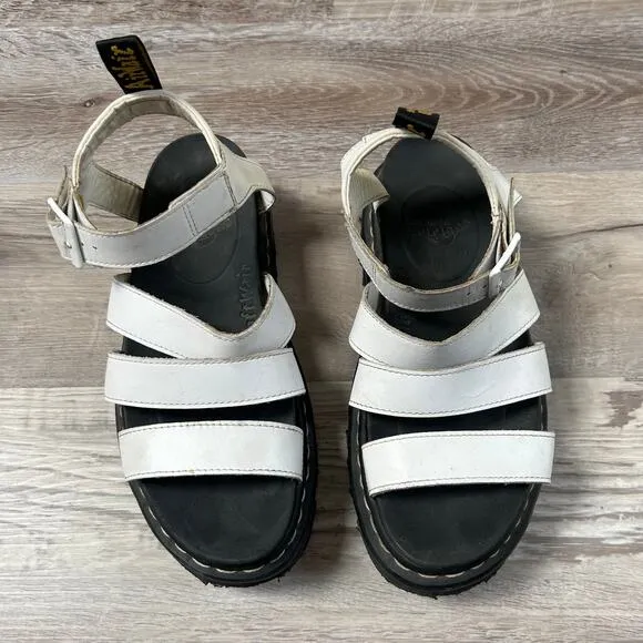Dr. Martens Blaire White Leather Platform Sandals - Women's Size 8