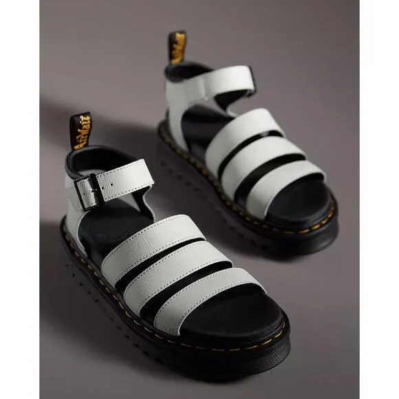 Dr. Martens Blaire White Leather Platform Sandals - Women's Size 8