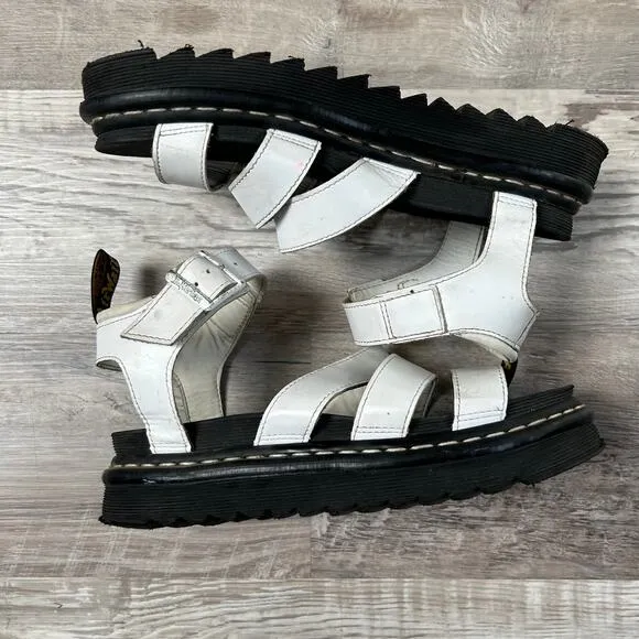 Dr. Martens Blaire White Leather Platform Sandals - Women's Size 8