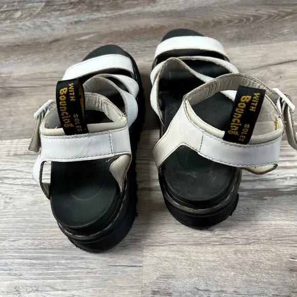 Dr. Martens Blaire White Leather Platform Sandals - Women's Size 8