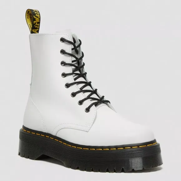 Dr. Martens Jadon Women’s Size 5 White Smooth Leather Platform Boots NEW