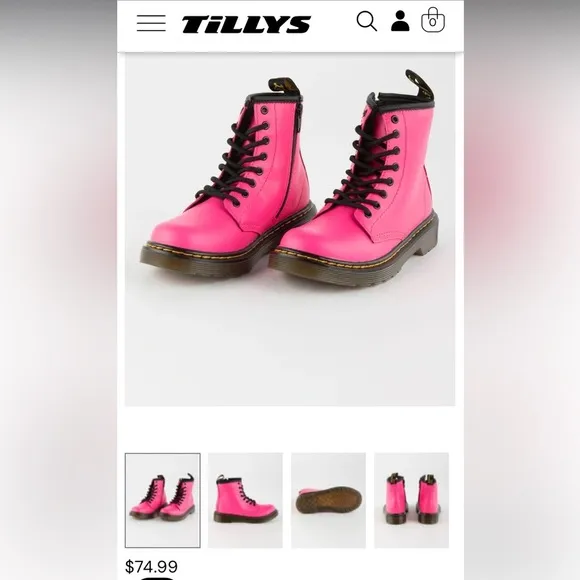 DR. MARTENS Junior 1460 Lace Up Girls pink  Boots size 3