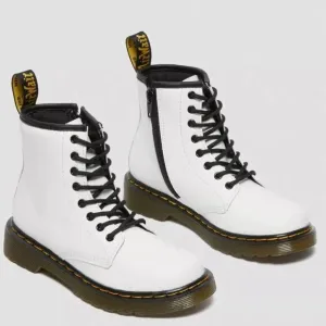 Dr Martens Junior 1460 leather lace up combat boots white Size 1